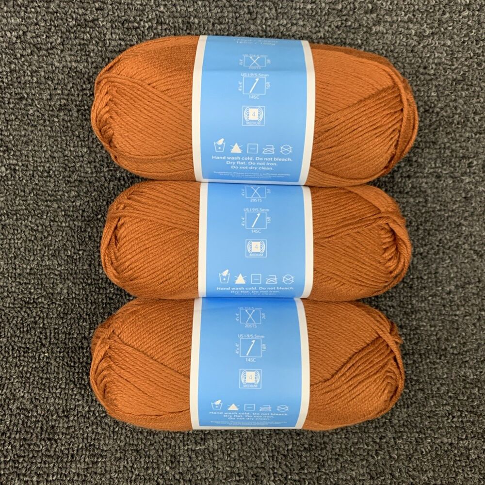 Lot Of 3 Draper James Classic Cotton Leather Brown 175yds Acrylic & Cotton Yarn - Picture 4 of 6